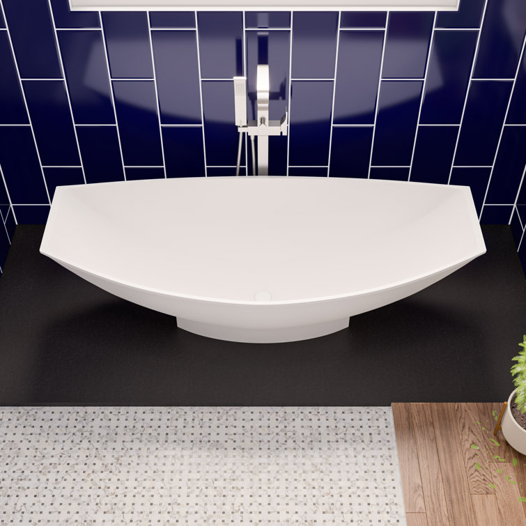 White Solid Surface Freestanding Hammock Style Bathtub