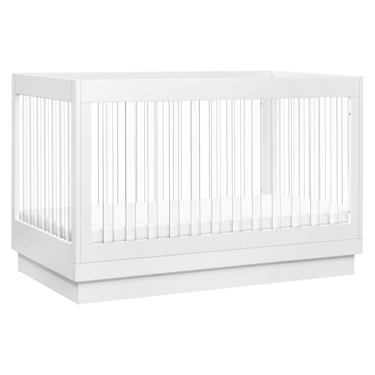 Harlow White Acrylic 3-in-1 Convertible Crib with Toddler Bed