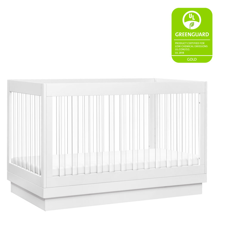 Harlow White Acrylic 3-in-1 Convertible Crib with Toddler Bed