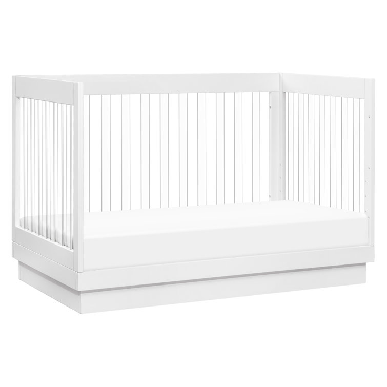 Harlow White Acrylic 3-in-1 Convertible Crib with Toddler Bed