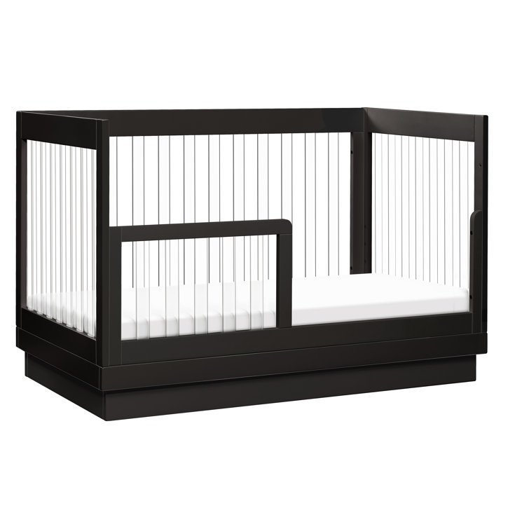 Black Acrylic and Pine Wood 3-in-1 Convertible Crib