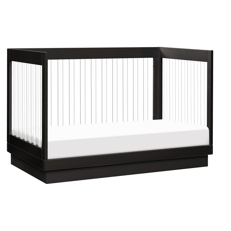 Black Acrylic and Pine Wood 3-in-1 Convertible Crib