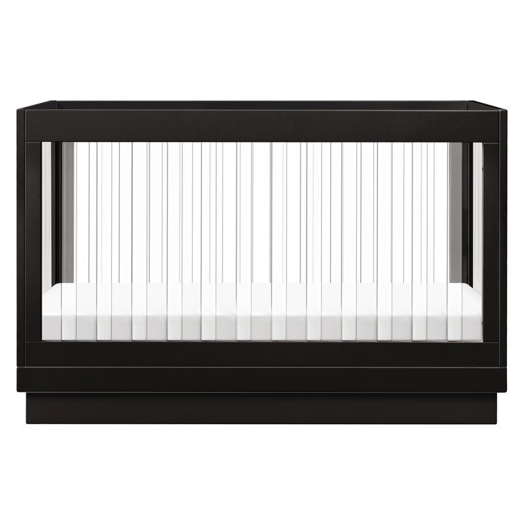 Black Acrylic and Pine Wood 3-in-1 Convertible Crib