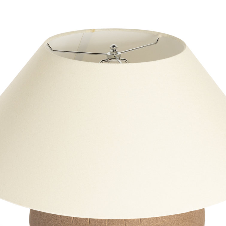 Dark Sand Ceramic Table Lamp with Tapered Linen Shade