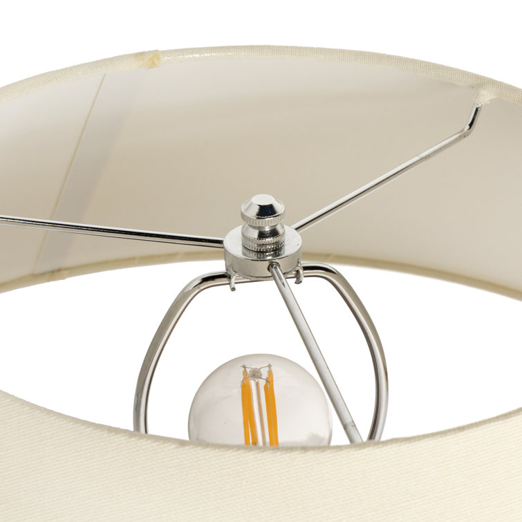 Dark Sand Ceramic Table Lamp with Tapered Linen Shade