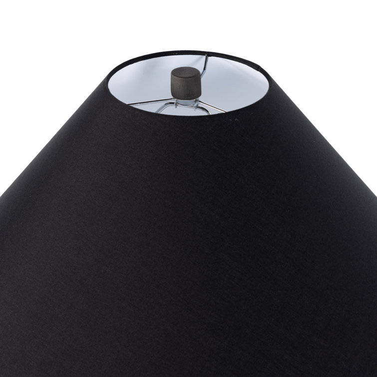 Black Ceramic Table Lamp with Tapered Cotton Shade
