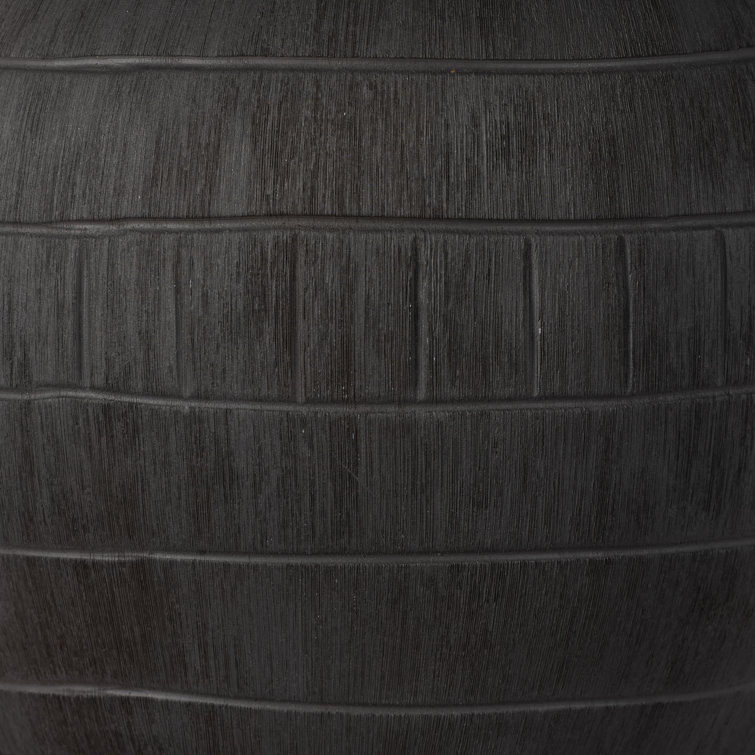 Black Ceramic Table Lamp with Tapered Cotton Shade