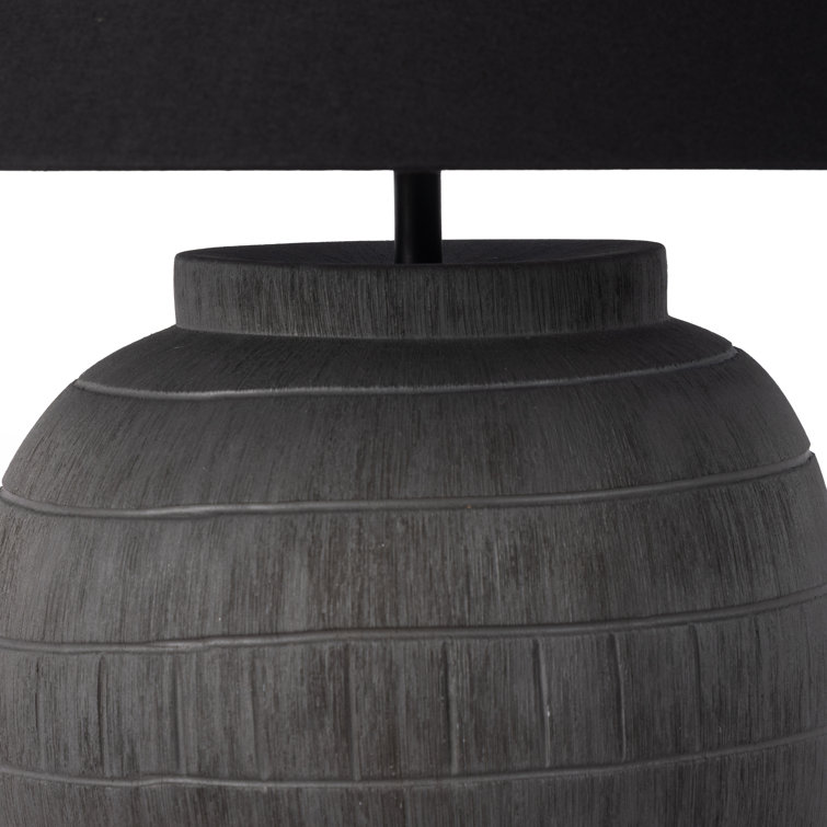 Black Ceramic Table Lamp with Tapered Cotton Shade