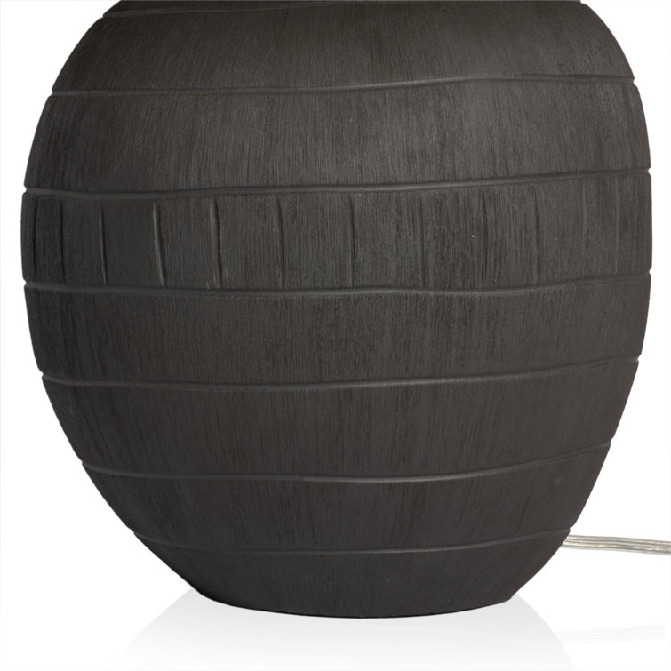 Black Ceramic Table Lamp with Tapered Cotton Shade