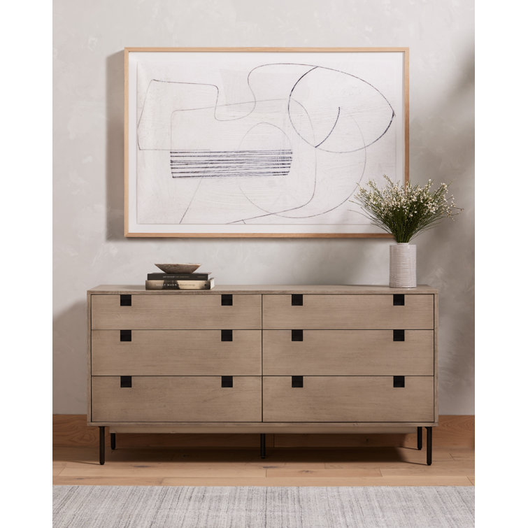 Large Abstract Black and White Canvas Art with Oak Frame