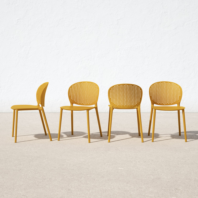 Ginger Polypropylene Armless Outdoor Stacking Dining Side Chair Set