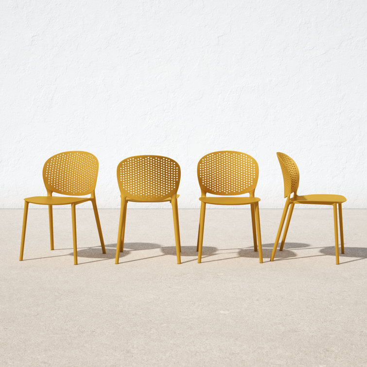 Ginger Polypropylene Armless Outdoor Stacking Dining Side Chair Set