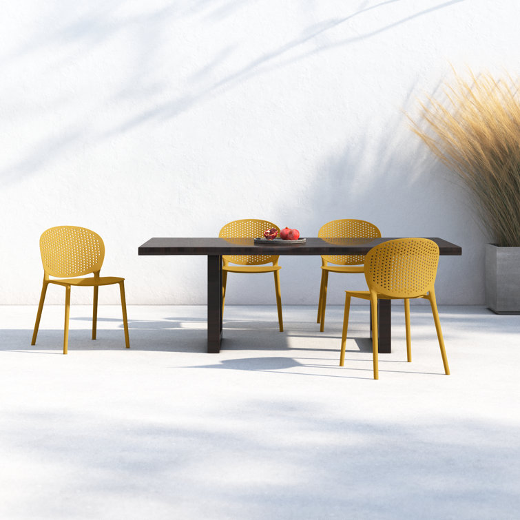 Ginger Polypropylene Armless Outdoor Stacking Dining Side Chair Set