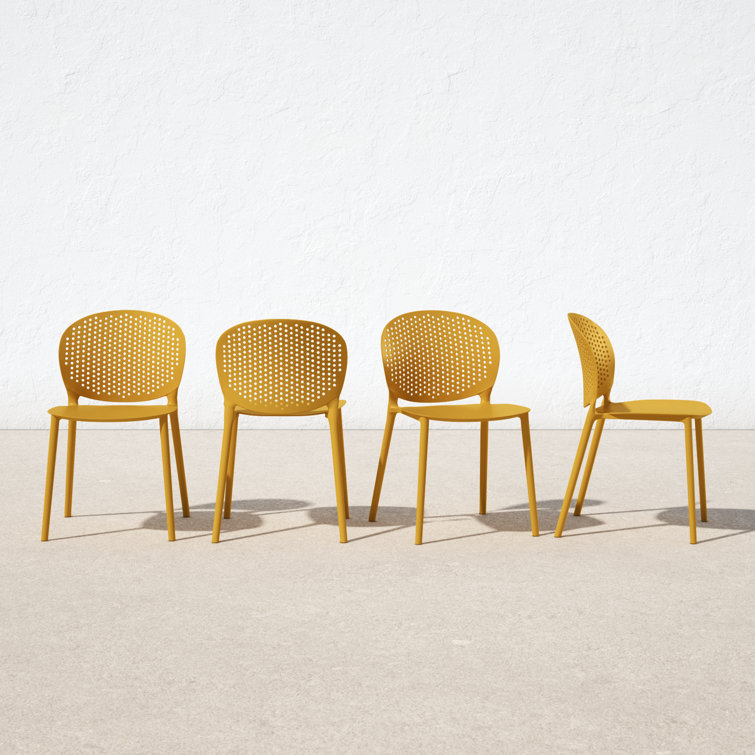Ginger Polypropylene Armless Outdoor Stacking Dining Side Chair Set