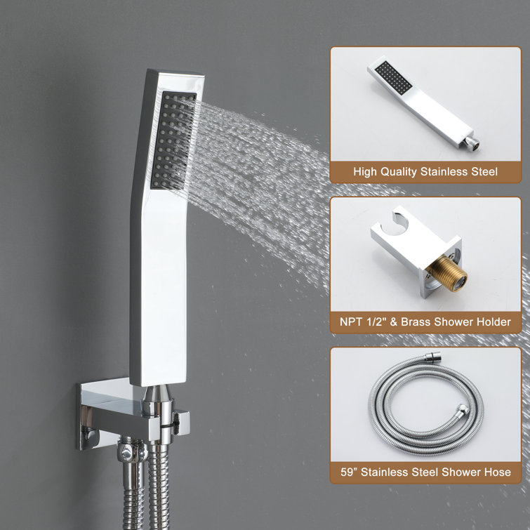 Chrome Dual Head Thermostatic Rainfall Shower System with Jets