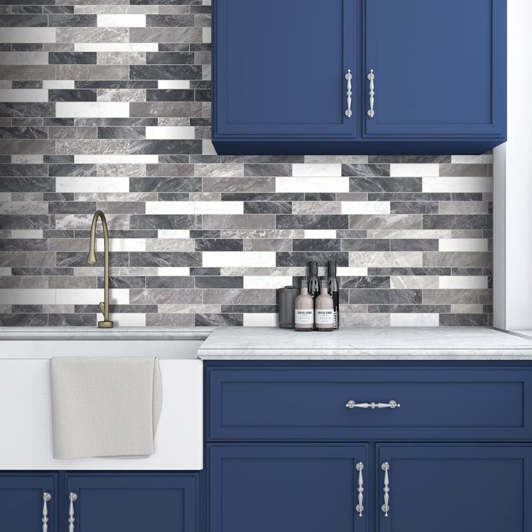 Gray Matte Peel and Stick Mosaic Wall Tile