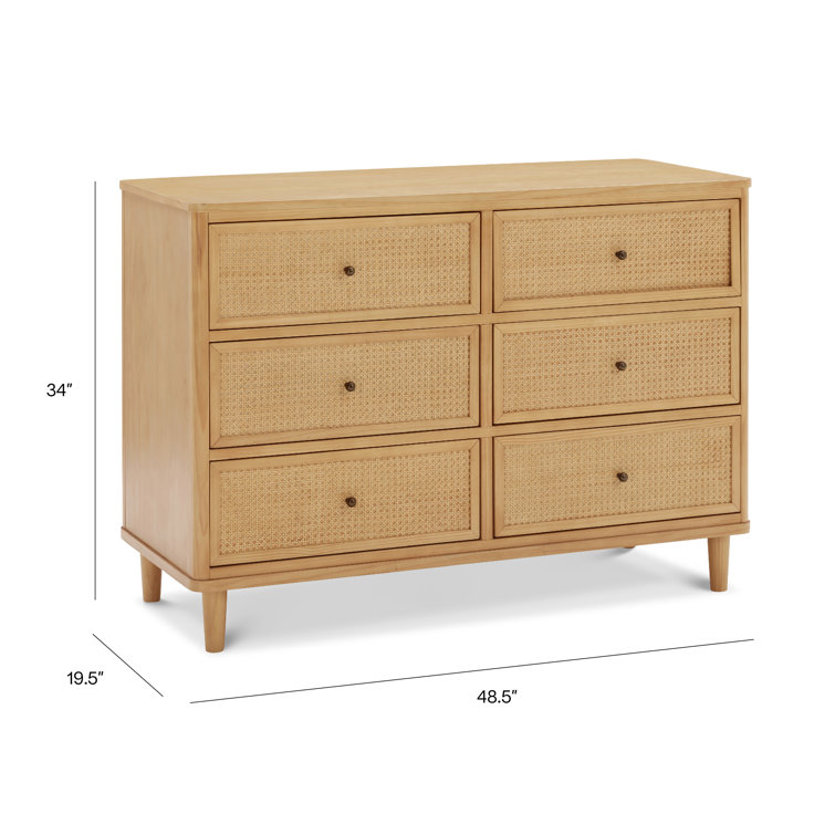 Honey Cane 6-Drawer Dresser with Soft Close Ball Bearing Glides
