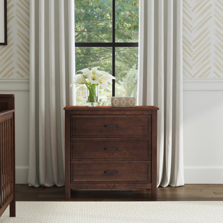 Espresso Solid New Zealand Pine 3-Drawer Nursery Dresser