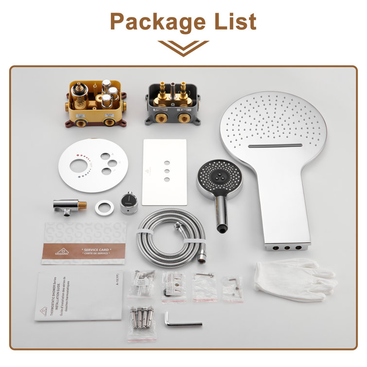 Chrome Dual Head Thermostatic Rain Shower System with Handheld