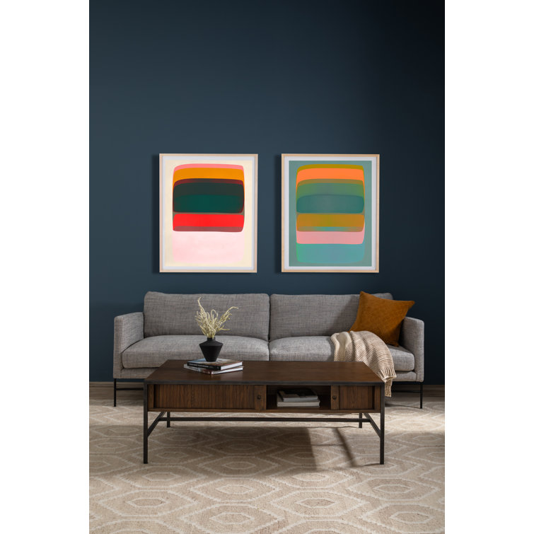 Abstract Multicolor Canvas Print with Natural Oak Frame