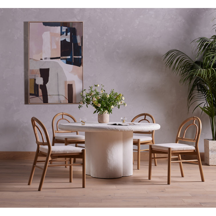 Large Abstract White and Black Canvas Print with Maple Frame
