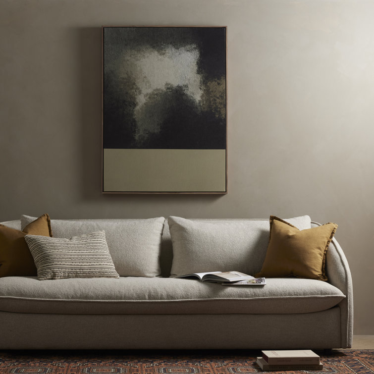 Abstract Landscape Canvas with Dark Brown Floater Frame