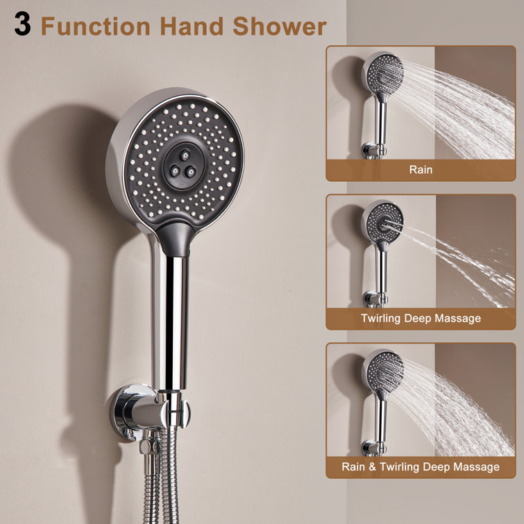 Chrome Dual Head Thermostatic Rain Shower System with Handheld