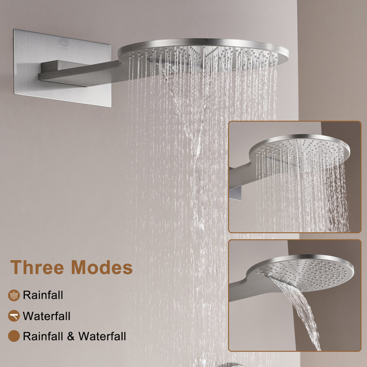 Brushed Nickel Multi-Head Thermostatic Rain Shower System
