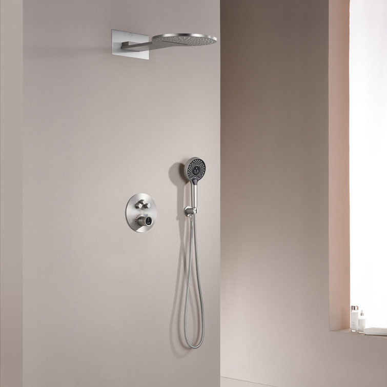 Brushed Nickel Multi-Head Thermostatic Rain Shower System