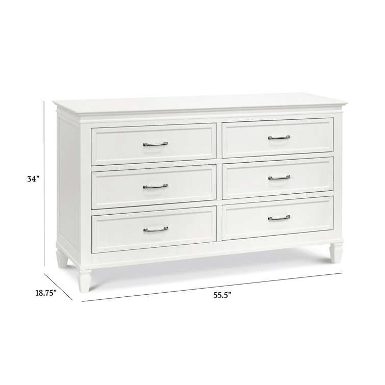 Elegant French Country Warm White 6-Drawer Nursery Dresser