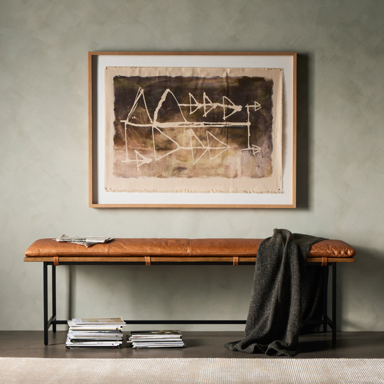 Large Abstract Framed Canvas Print in White Oak