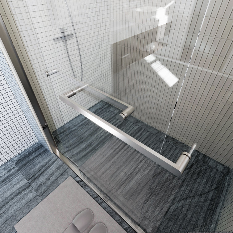 Nickel Framed Double Sliding Shower Door with Clear Glass Panels