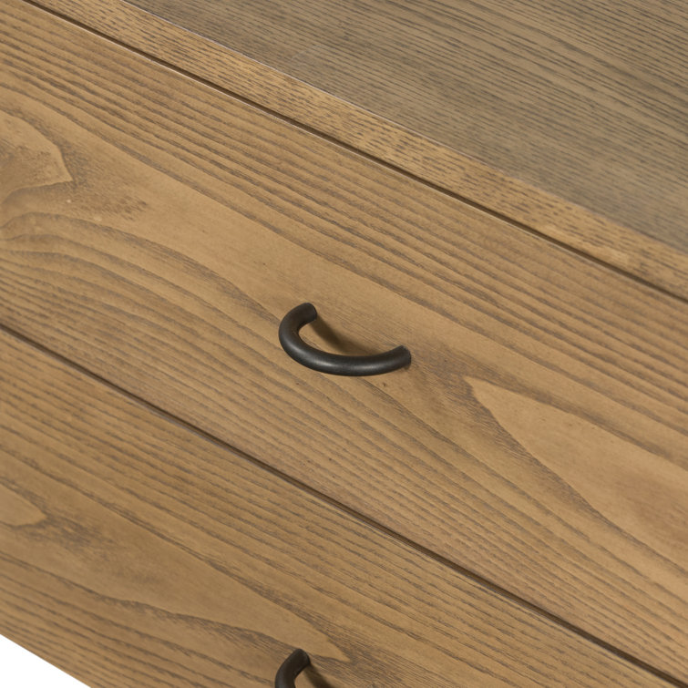 Modern Ash Wood 2-Drawer Nightstand in Warm Brown