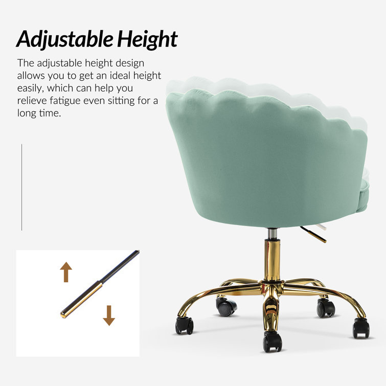 Sage Velvet and Gold Task Chair with Tufted Back