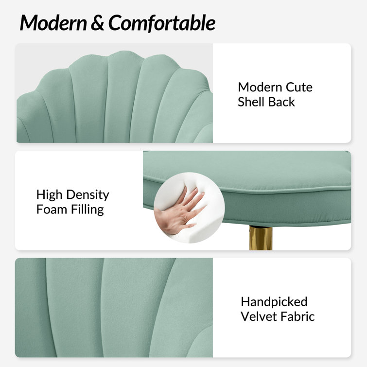 Sage Velvet and Gold Task Chair with Tufted Back
