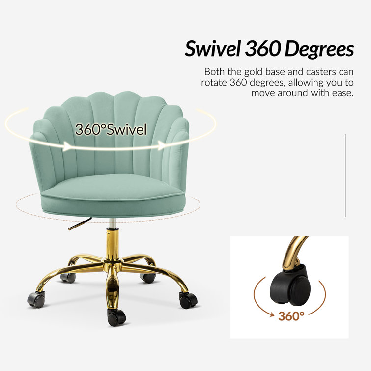 Sage Velvet and Gold Task Chair with Tufted Back