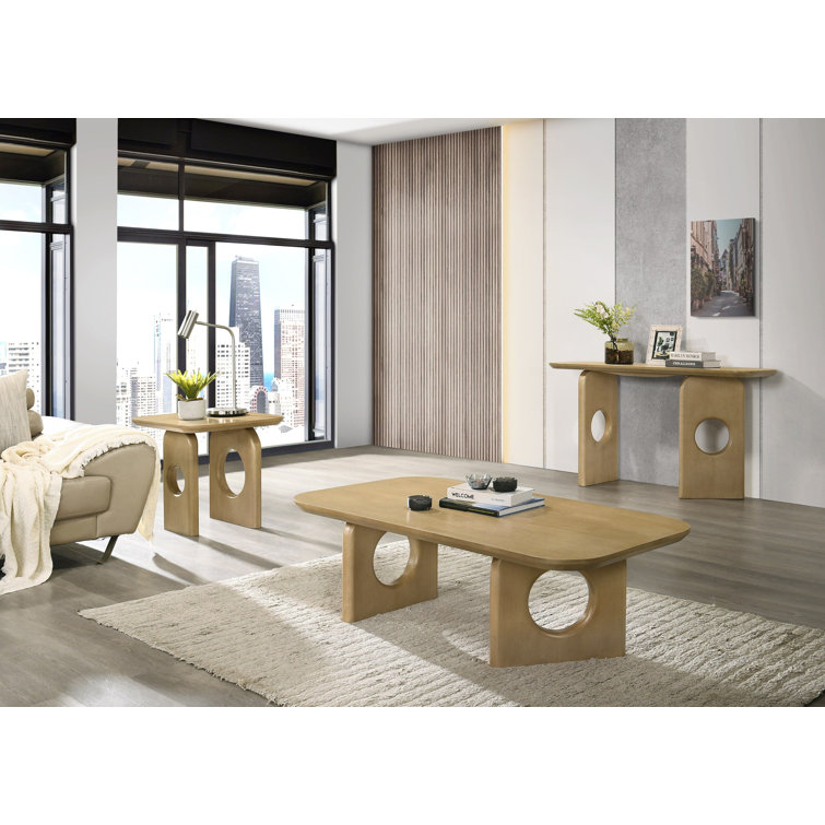 White Oak Rectangular Coffee Table with Sled Base