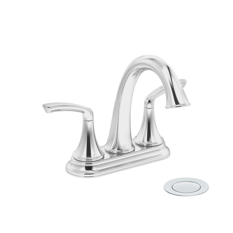 Elm 4 in. Polished Chrome Centerset Bathroom Faucet with Push Pop Drain