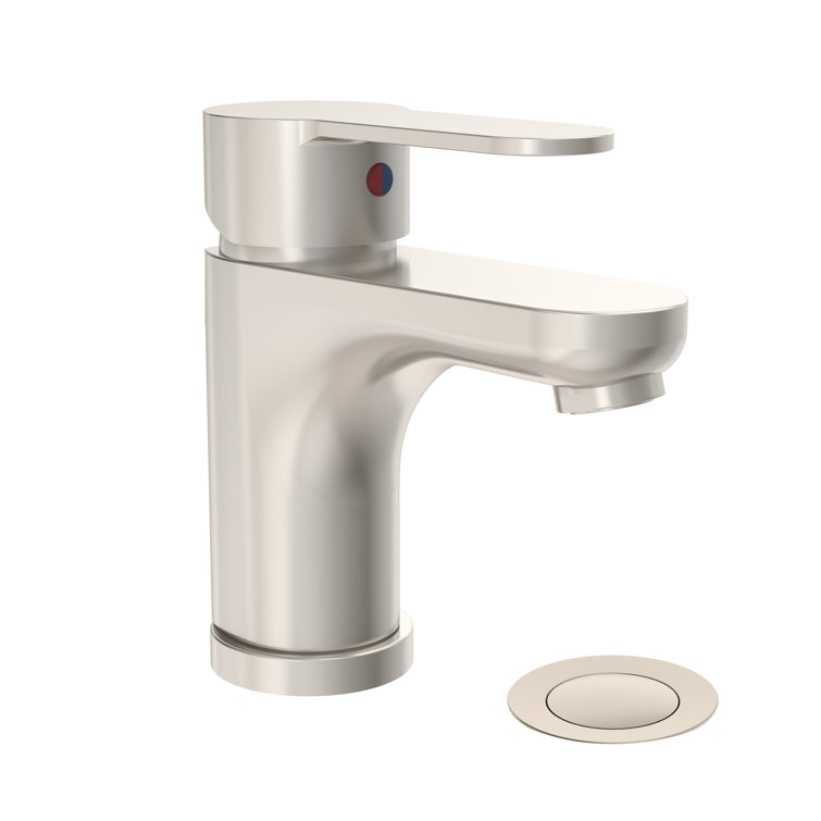 Satin Nickel Single Handle Bathroom Faucet with Push Pop Drain