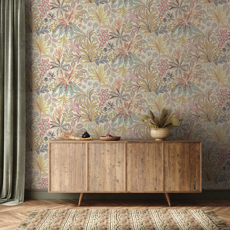 Floral Botanical Multicolor Vinyl Peel and Stick Wallpaper