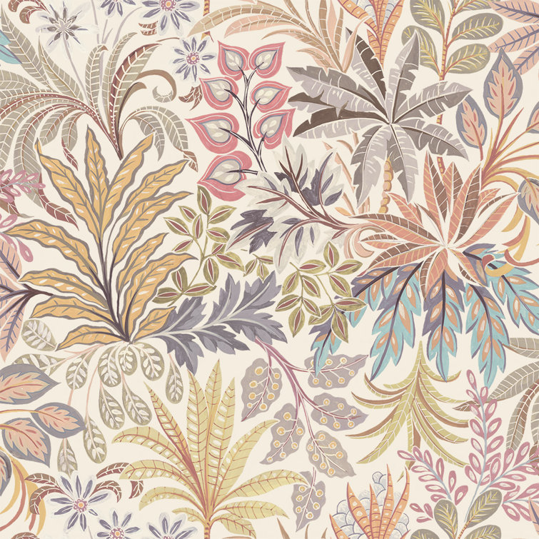 Floral Botanical Multicolor Vinyl Peel and Stick Wallpaper