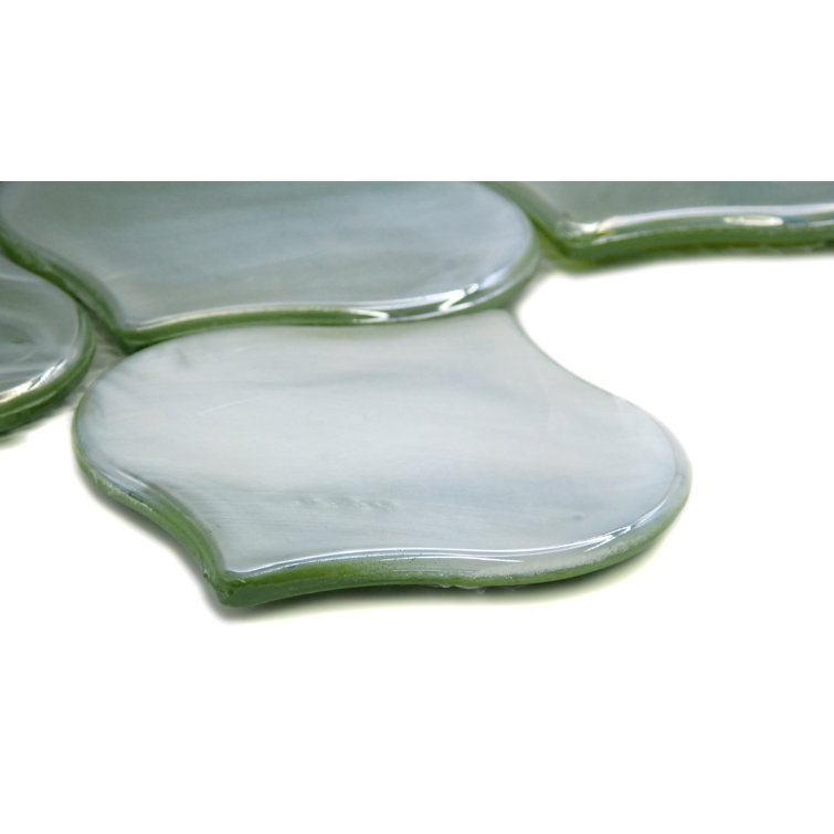 Moss Green Glass Arabesque Mosaic Tile 10" x 10"