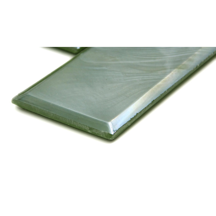 Moss Green Glass Brick Joint Mosaic Tile 12" x 12"