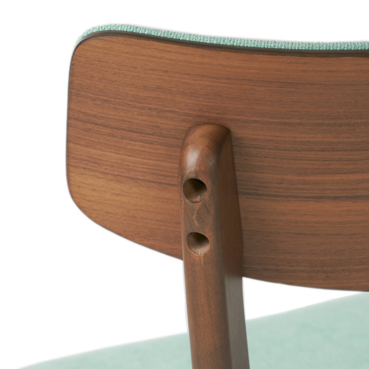 Mint Upholstered Side Chair with Natural Walnut Frame, Set of 2