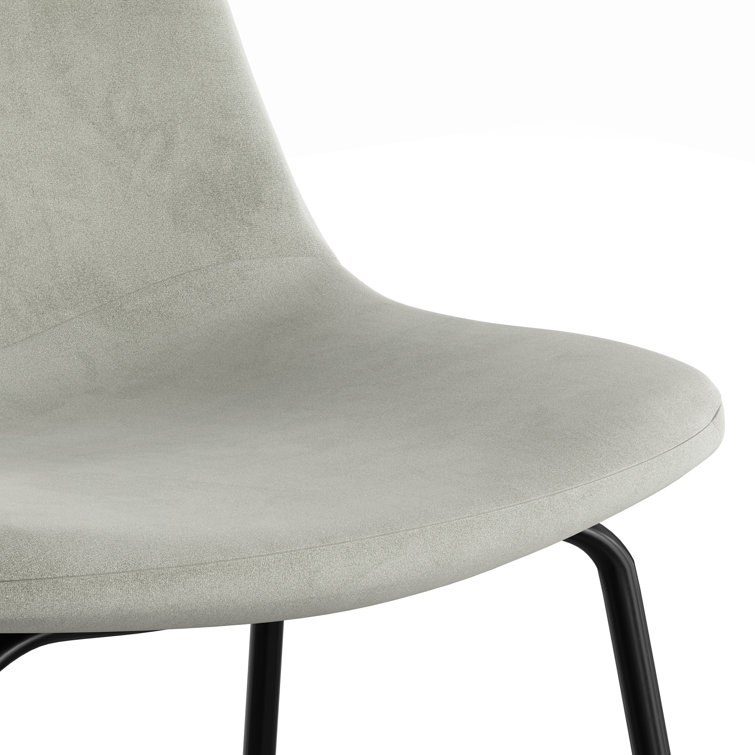 Black Boucle Upholstered Bar Stools with Metal Frame, Set of 2