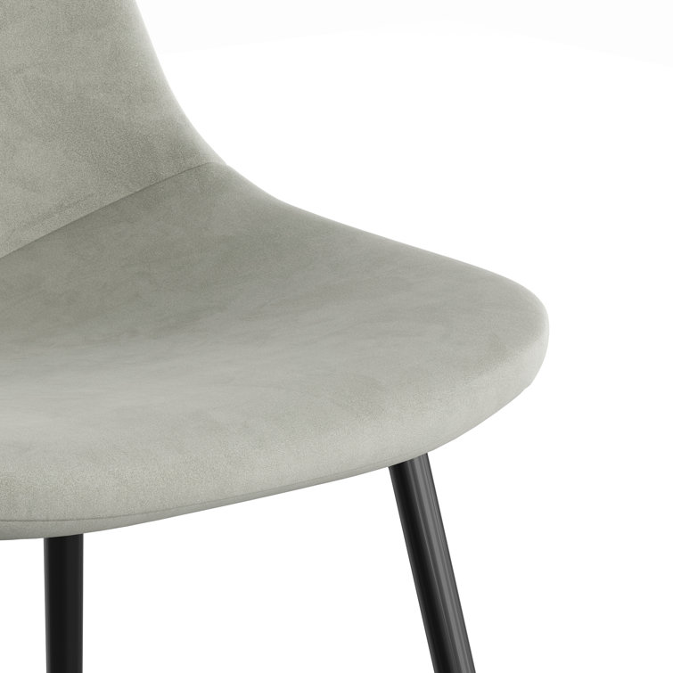 Bella Platinum Performance Velvet Side Chair Set with Matte Black Metal Legs