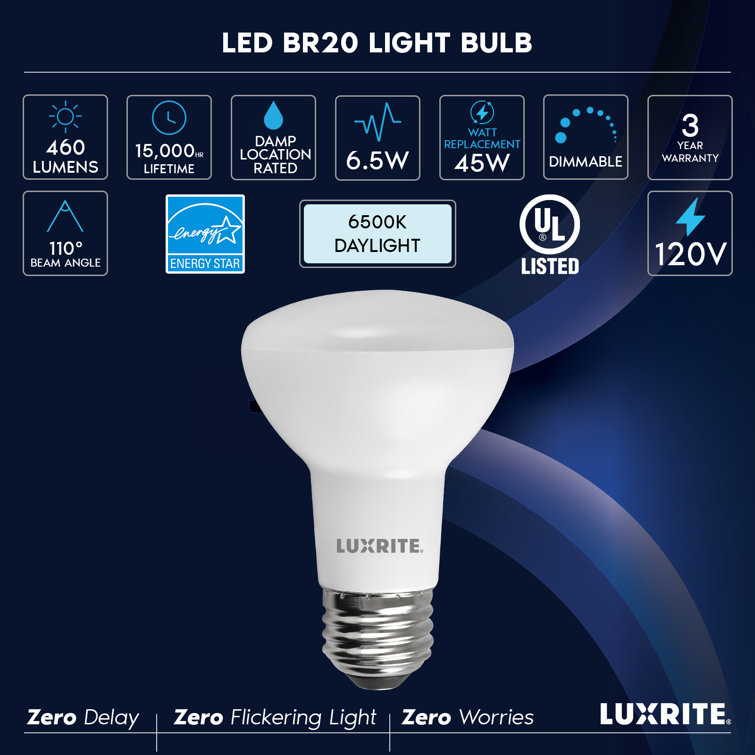 Luxrite 45W Equivalent White Dimmable LED Flood Light Bulbs