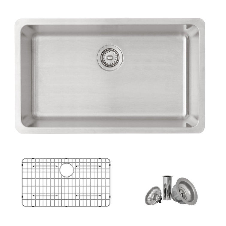 Stylish 30" Stainless Steel Single Bowl Drop-In Kitchen Sink with Grid