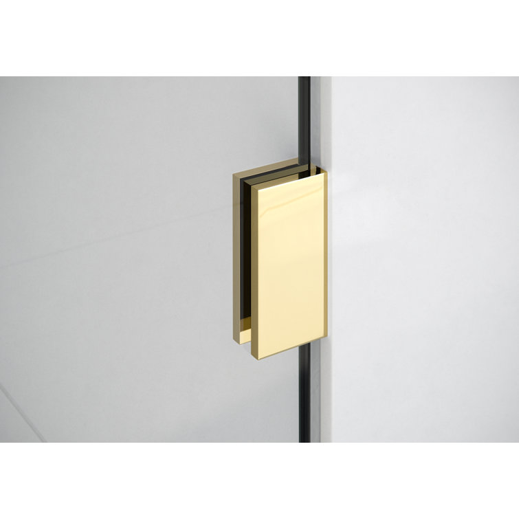 Halo 78" Frameless Glass Shower Door with Polished Brass Hardware