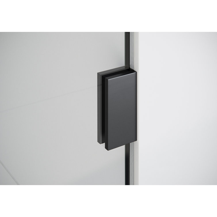 Matte Black Frameless Glass Hinged Shower Door, 78" x 60.9"